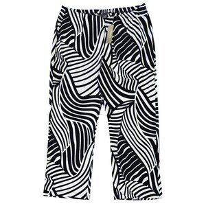 Chico's Travelers NWT Black White Abstract Swirl Pull On No Tummy Pants PETITE